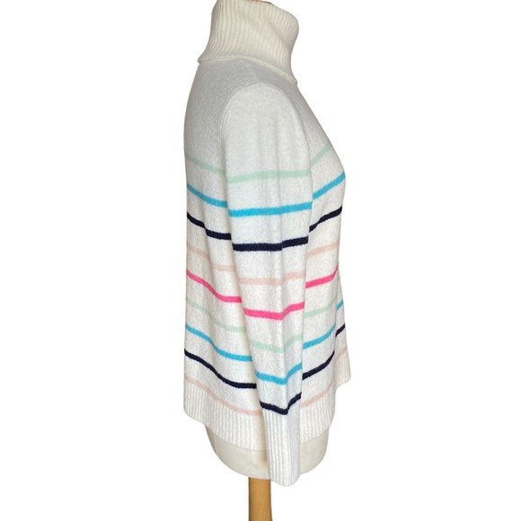 GAP Fuzzy Turtleneck Multi-Colored Stripes Ski Bum Coastal Knit Sweater-M - Picture 7 of 13